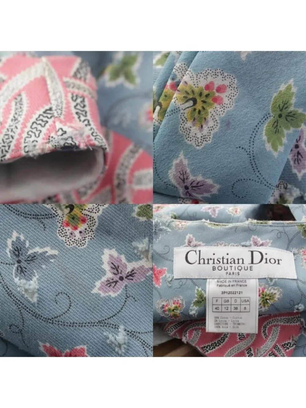 Dior Cotton Galliano Era Trim All Over Pattern Denim Jacket